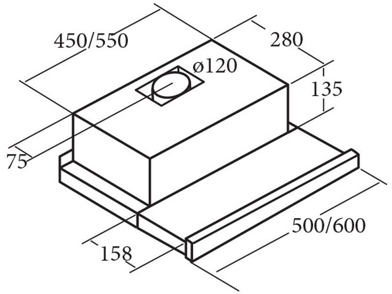 Máy hút mùi âm tủ Cata TF-5260 X/E