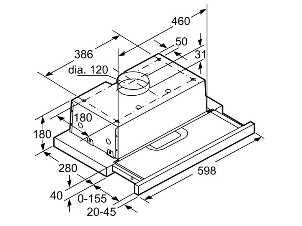 Máy hút mùi âm tủ Bosch DHI623GSG