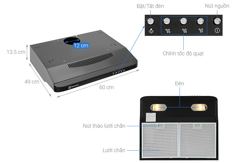 Máy hút mùi âm tủ Electrolux 