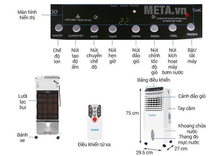 Máy làm mát không khí Daikio DK-800A (DKA-00800A)