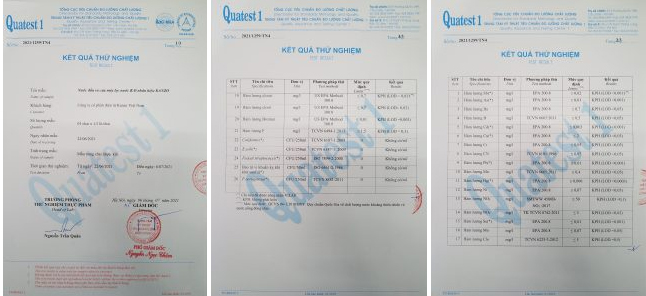 Kết quả thử nghiệm của máy lọc nước Kanzo Kết quả thử nghiệm của máy lọc nước Kanzo