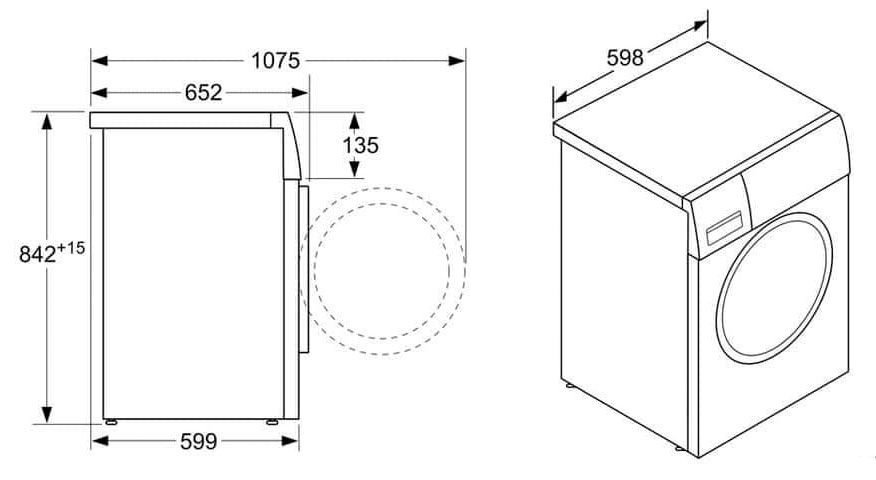 Kích thước máy sấy quần áo Bosch WTX87M40 (Serie 8)
