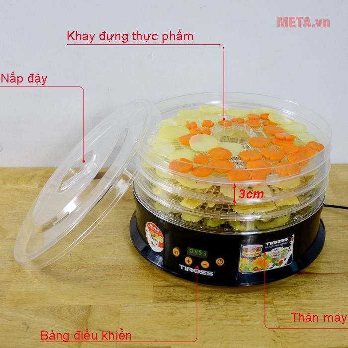 Máy sấy hoa quả, thực phẩm đa năng Tiross TS9682