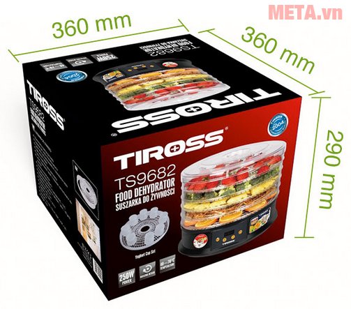 Kích thước thùng của máy sấy hoa quả, thực phẩm đa năng Tiross TS9682 