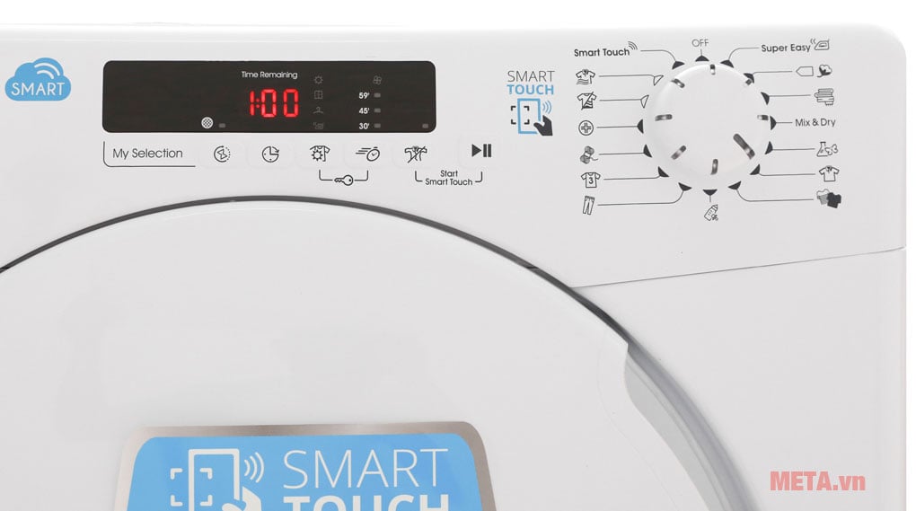 Máy sấy Candy CS V9DF-S có bảng điều khiển bằng núm vặn có đèn LED hiển thị