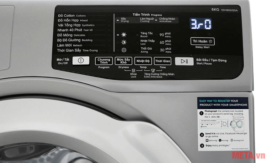 Máy sấy Electrolux EDV805JQSA có chương trình sấy đa dạng phù hợp với các loại vải khác nhau