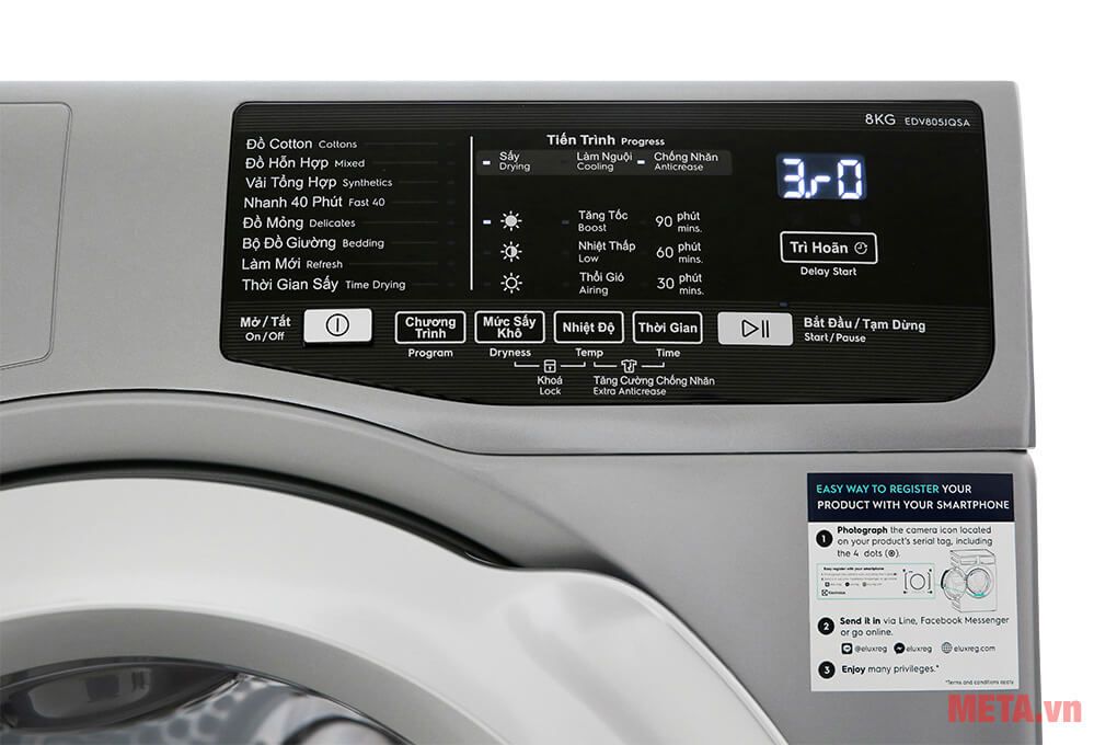 Máy sấy thông hơi 8kg Electrolux UltimateCare 500 EDV805JQSA