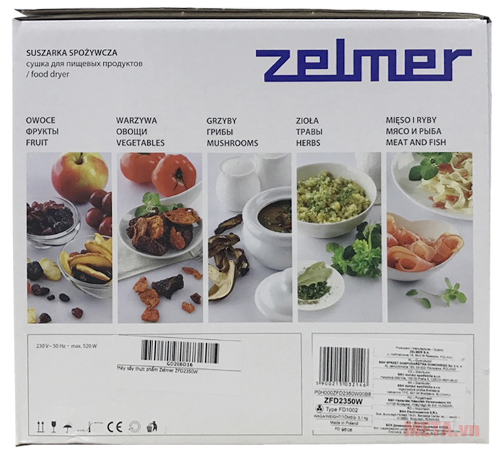 Vỏ hộp của máy sấy thực phẩm Zelmer ZFD2350W