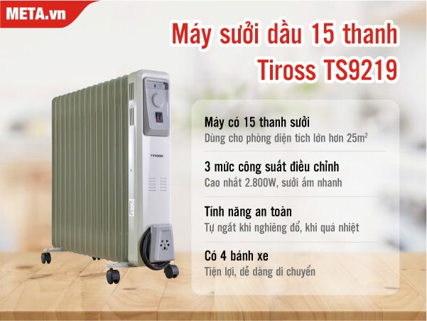 Máy sưởi dầu 15 thanh Tiross TS9219