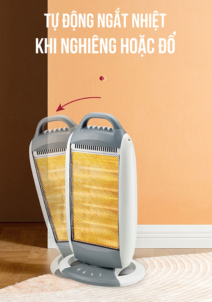 Roler RH-2113 tự động ngắt khi nghiêng đổ Máy sưởi điện Halogen Roler RH-2113