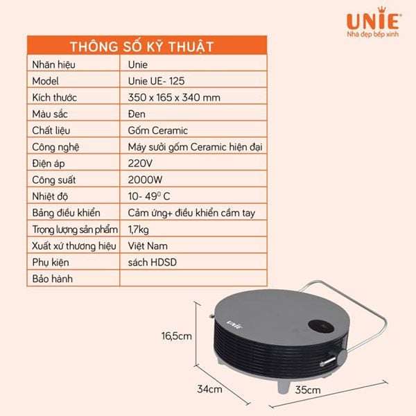 Máy sưởi gốm UNIE UE-125