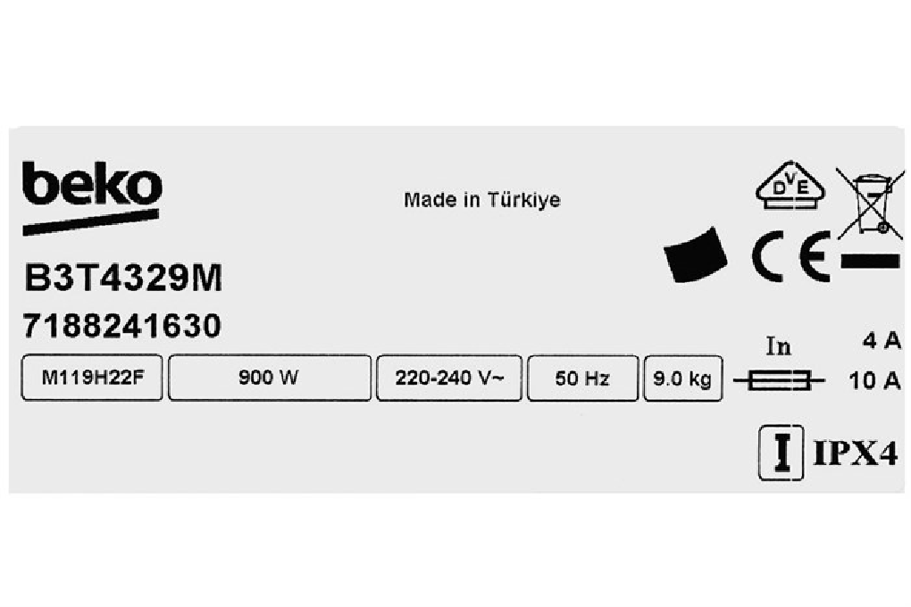 Máy sấy bơm nhiệt Beko 9 kg B3T4329M
