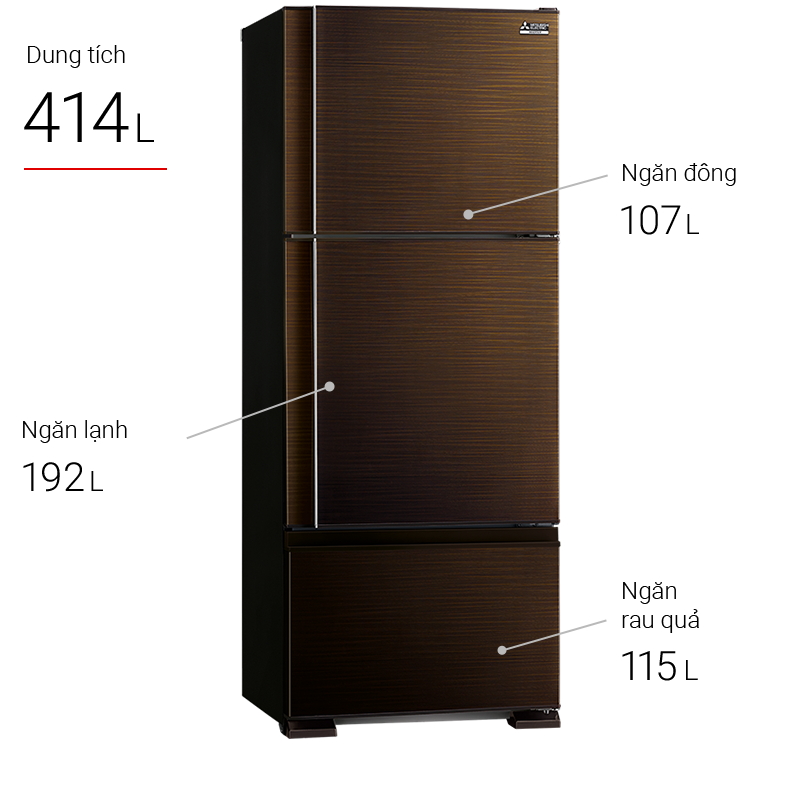 Tủ Lạnh Mitsubishi Inverter 414 Lít MR-V50ER-BRW-V