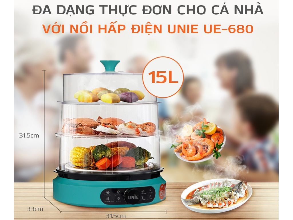 Nồi hấp điện UNIE UE-680 - 15 lít