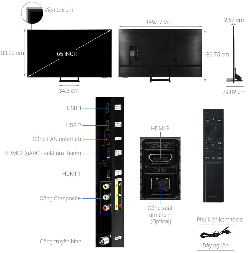 Smart Tivi Samsung 4K Crystal UHD 65 inch UA65AU9000