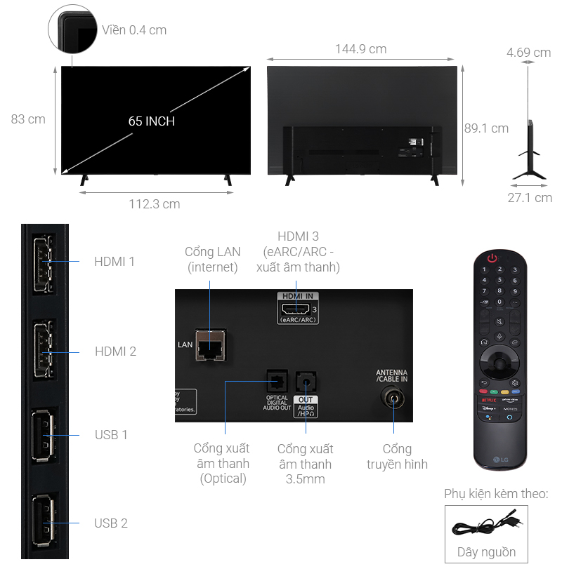 Smart Tivi OLED LG 4K 65 inch 65A1PTA