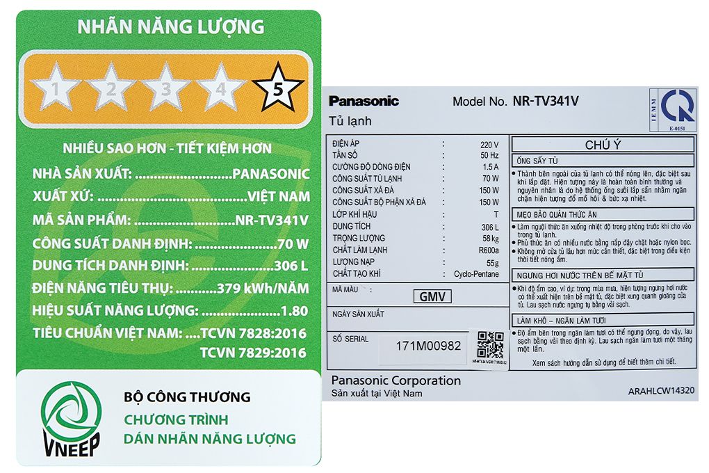 Tủ lạnh Panasonic Inverter 306 lít NR-TV341BPKV (2 cánh)