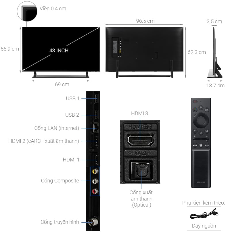 Smart Tivi QLED 4K 43 inch Samsung QA43Q65A