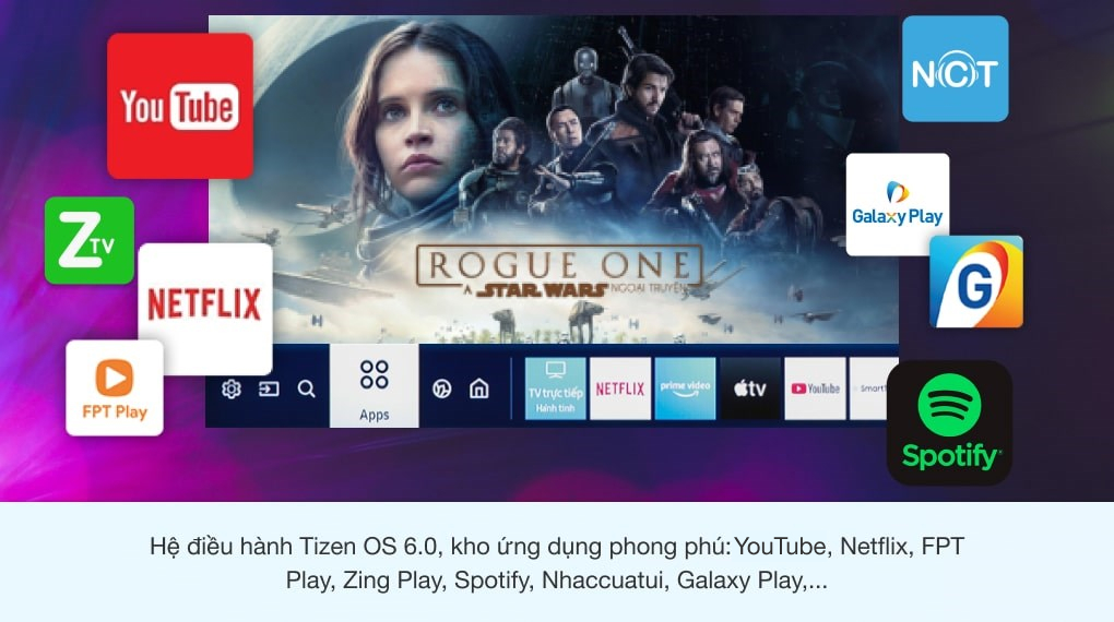 Smart Tivi QLED 4K 55 inch Samsung QA55Q80A - Hệ điều hành Tizen OS 6.0