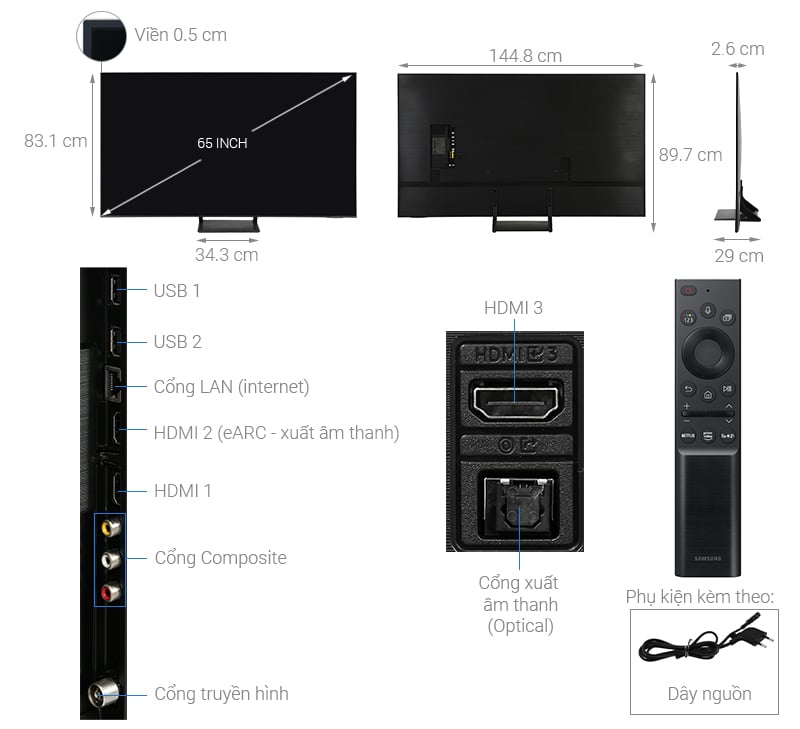 Smart Tivi QLED 4K 65 inch Samsung QA65Q65A