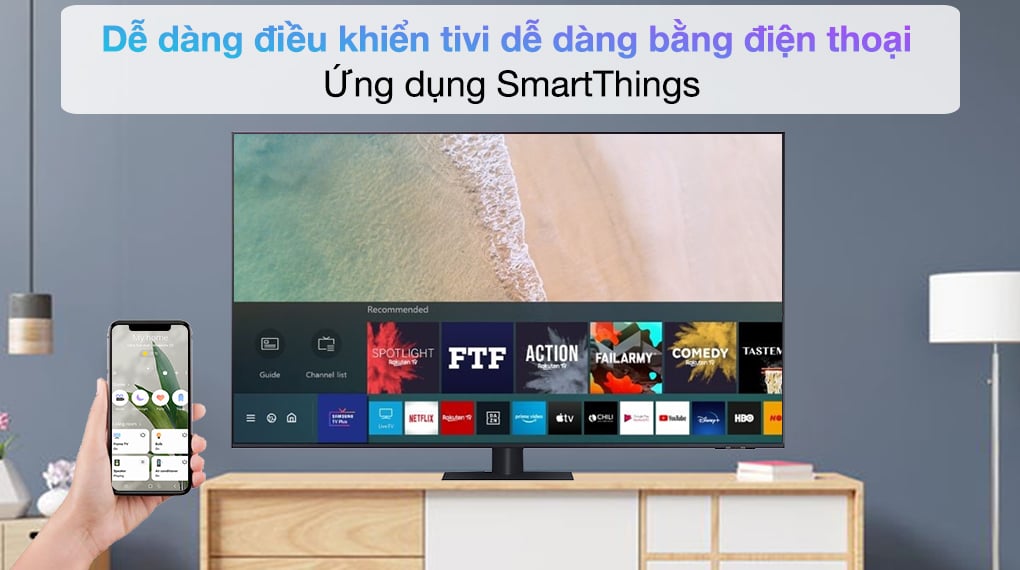 Smart Tivi QLED 4K 85 inch Samsung QA85Q70A - SmartThings