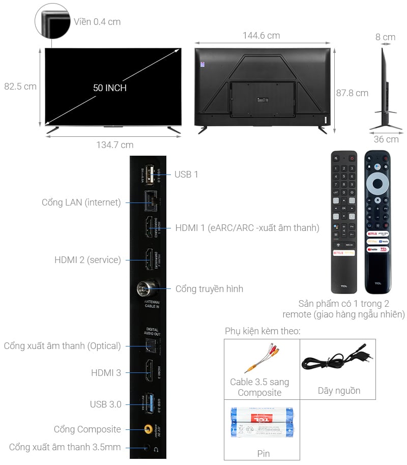 Android Tivi QLED TCL 4K 65 inch 65Q726