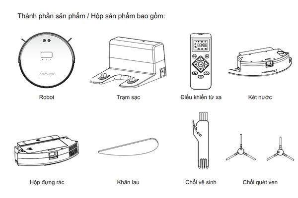 Robot hút bụi lau nhà Archer Ar950