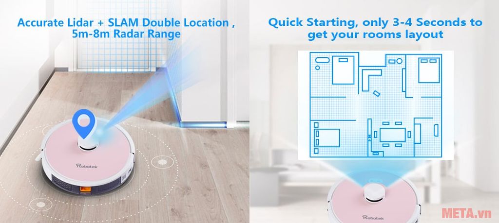 Robot hút bụi lau nhà thông minh Robotek W750