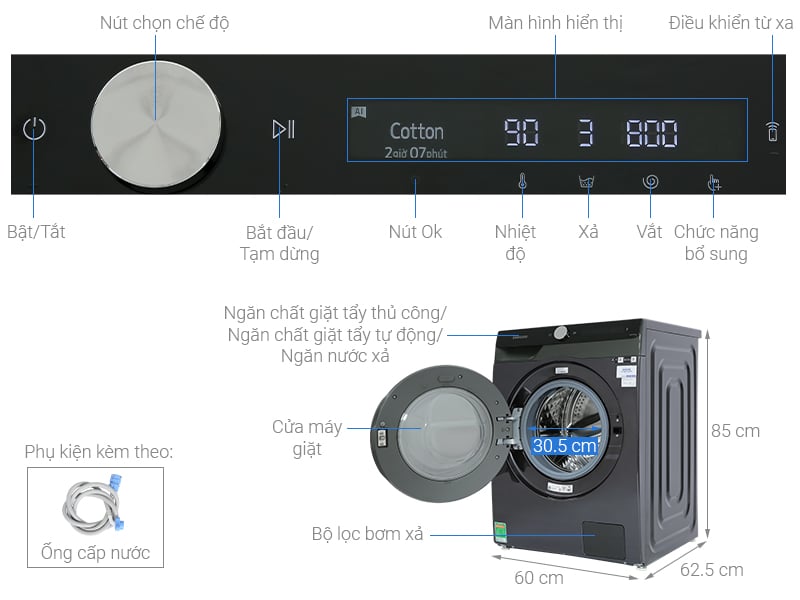 Máy giặt Samsung Inverter 10 kg WW10TP44DSB/SV