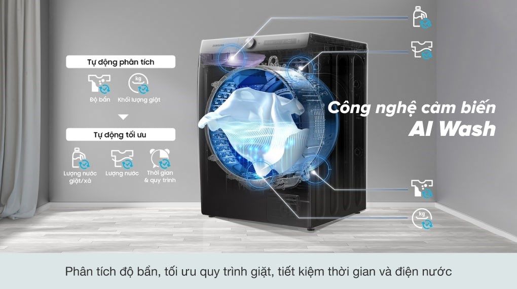 Máy Giặt Samsung AI Inverter 9 kg WW90TP44DSB/SV