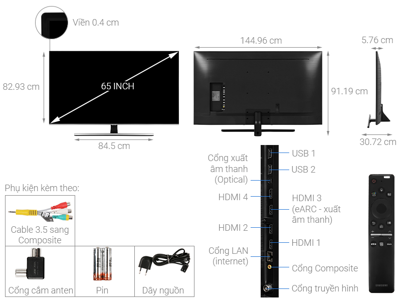 Smart Tivi QLED Samsung 4K 65 inch QA65Q70T