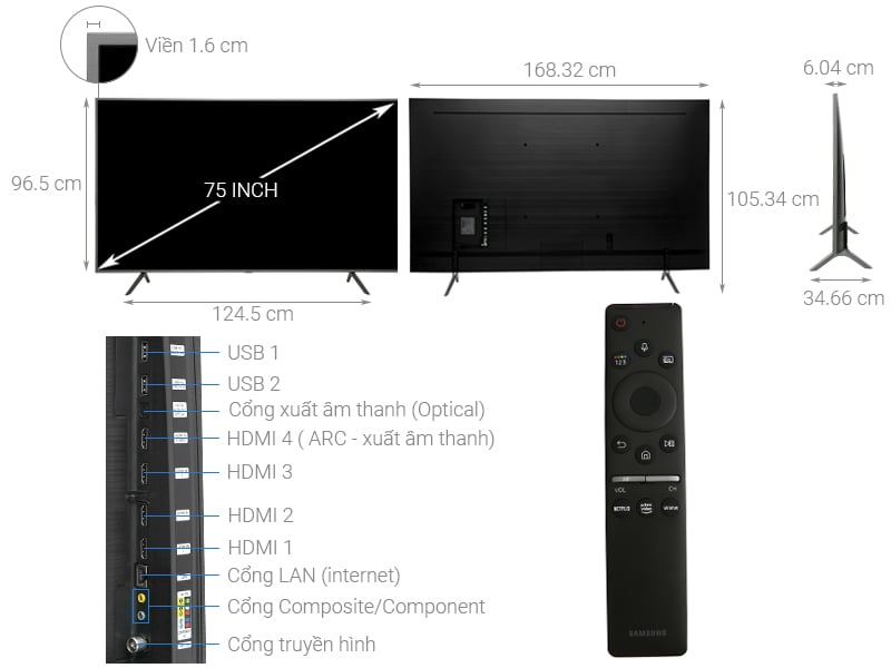 Smart Tivi QLED Samsung 4K 75 inch QA75Q65R