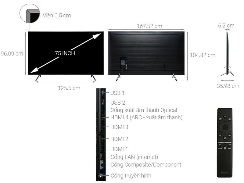 Smart Tivi QLED Samsung 4K 75 inch QA75Q75R