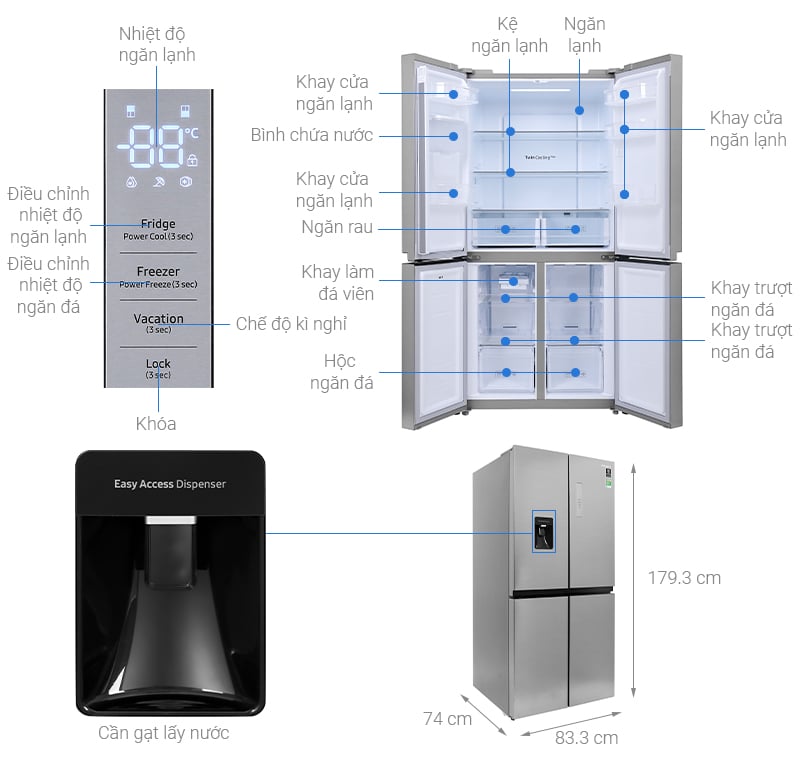 Tủ lạnh Samsung Inverter 488 lít RF48A4010M9/SV