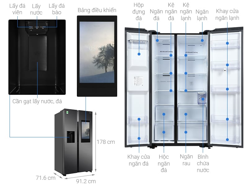 Tủ lạnh Family Hub Samsung Inverter 616 lít RS64T5F01B4/SV