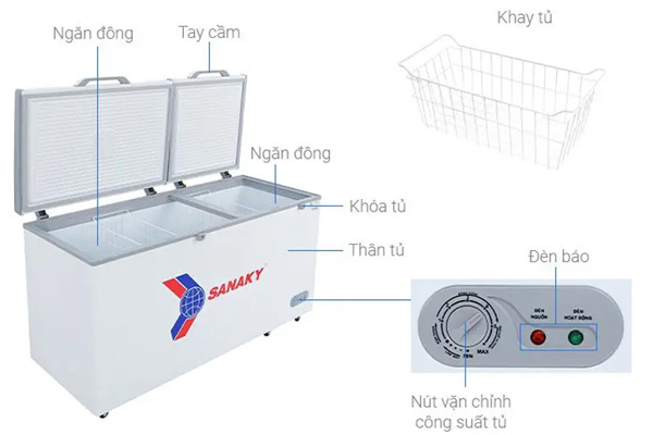 Tủ đông 2 ngăn đông và mát Sanaky VH-568W2 