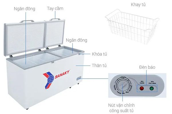 Tủ đông 2 ngăn đông và mát Sanaky VH-568W2 (365 lít, ngăn đông lớn, ngăn mát nhỏ)