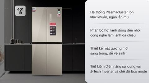 Tủ lạnh Sharp Inverter 401 lít SJ-FXP480VG-CH (4 cánh)