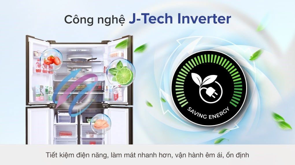 Tủ lạnh Sharp Inverter 525 lít SJ-FXP600VG-BK (4 cánh)