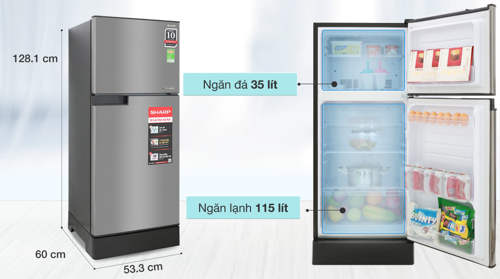 Tủ lạnh Sharp Inverter 150 lít SJ-X176E-SL (2 cánh)