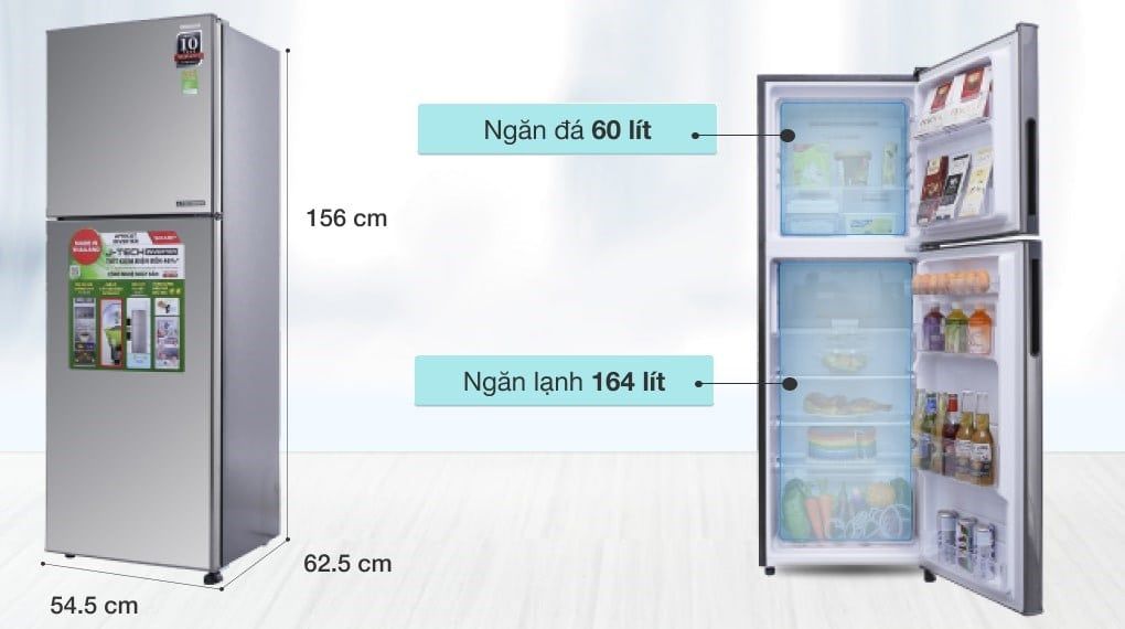 Tủ lạnh Sharp Inverter 224 lít SJ-X251E-SL (2 cánh)