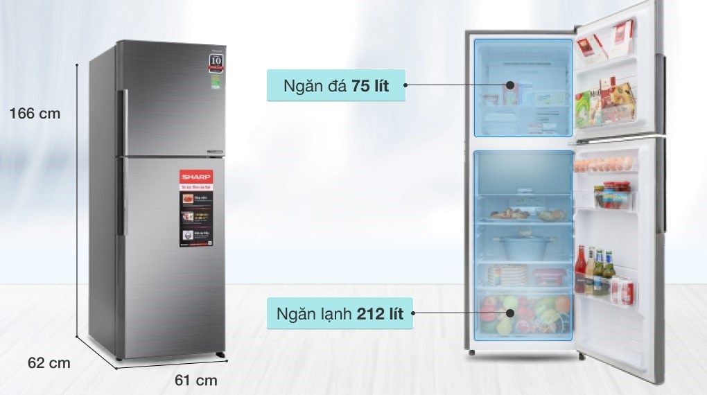 Tủ lạnh Sharp Inverter 287 lít SJ-X316E-DS (2 cánh)