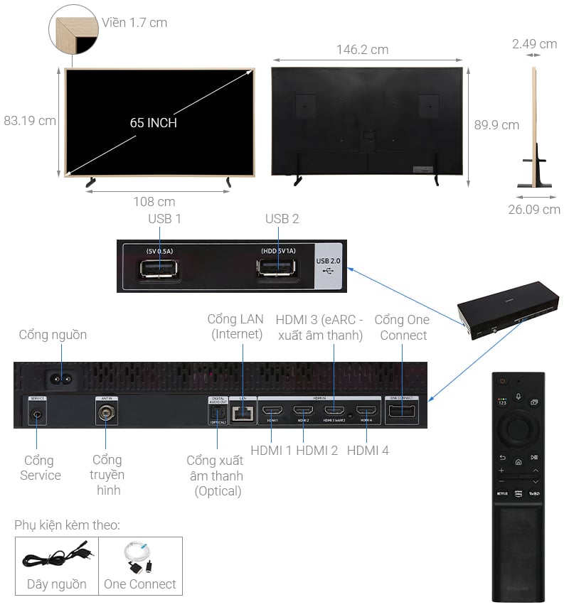 Smart Tivi Khung Tranh The Frame QLED Samsung 4K 65 inch QA65LS03B