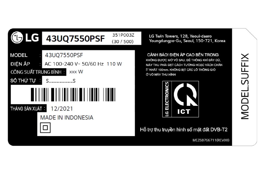 Smart Tivi LG UHD 4K 43 inch 43UQ7550PSF [ 43UQ7550 ] - Chính Hãng