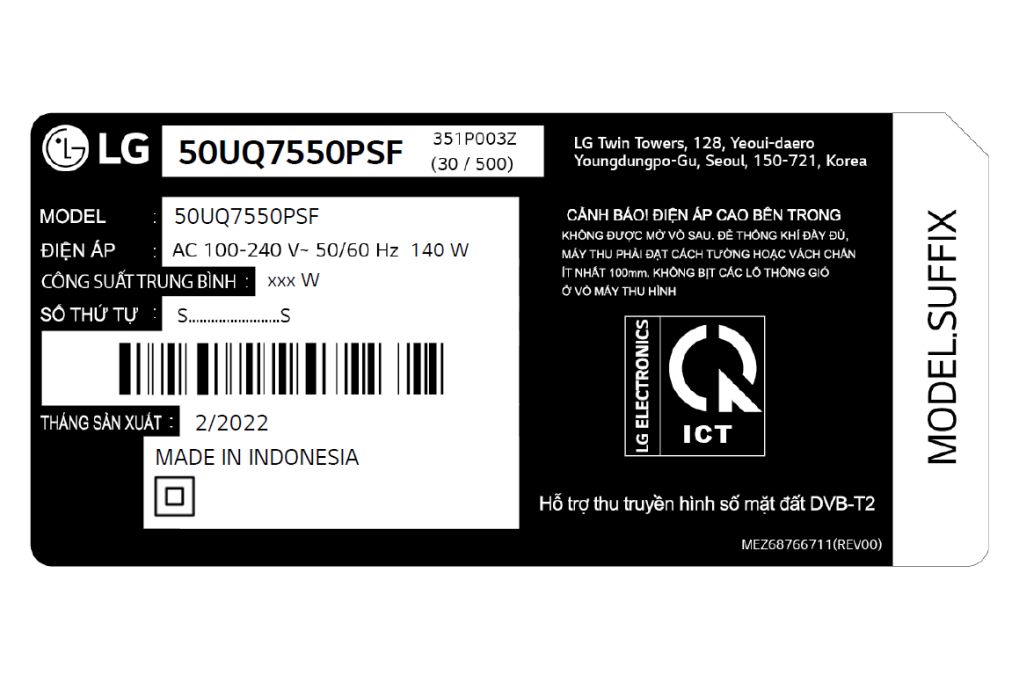 Smart Tivi LG UHD 4K 50 inch 50UQ7550PSF [ 50UQ7550 ] - Chính Hãng