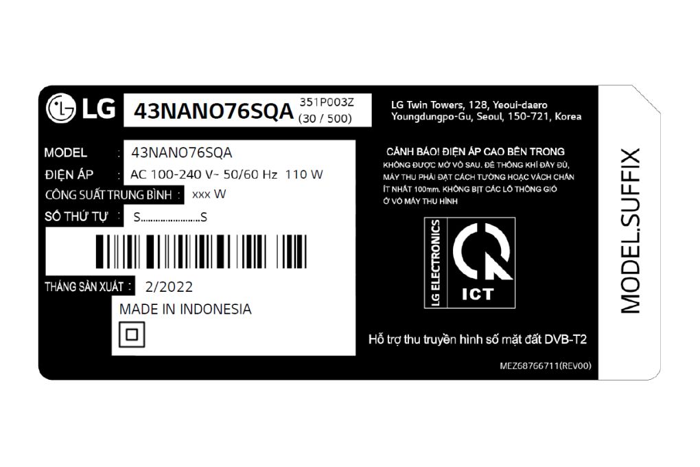 Smart Tivi LG NanoCell 4K 43 inch 43NANO76SQA [ 43NANO76 ] - Chính Hãng