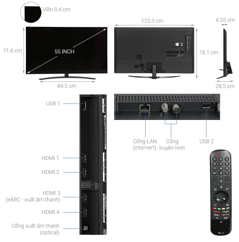 Smart Tivi QNED LG 4K 55 inch 55QNED86SQA