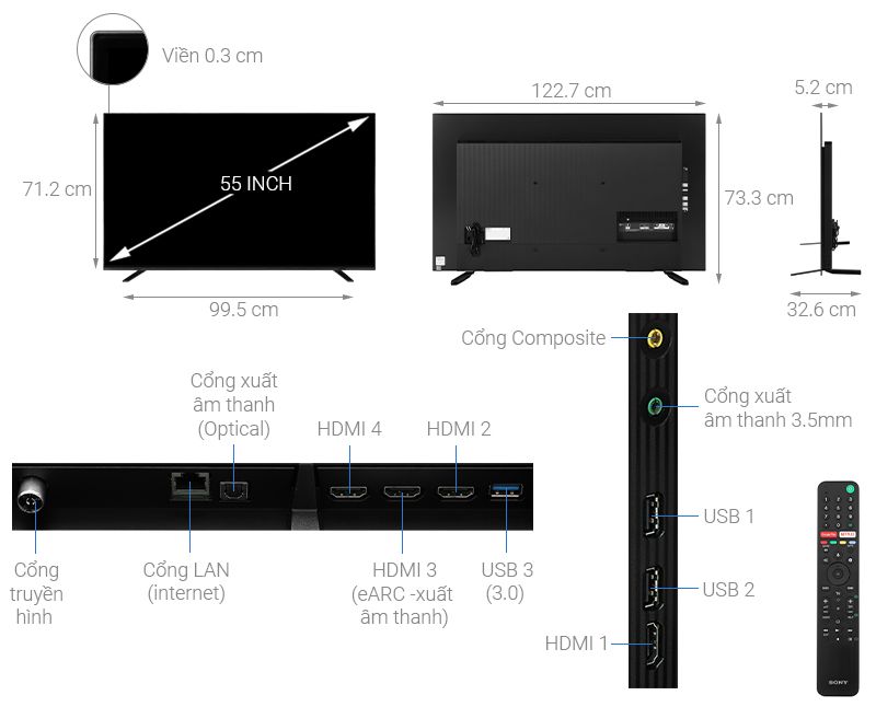 Smart Tivi Sony OLED 4K 55 inch KD-55A8H [ 55A8H ] - Chính Hãng