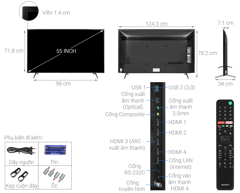 Android Tivi Sony 4K 55 inch KD-55X8000H