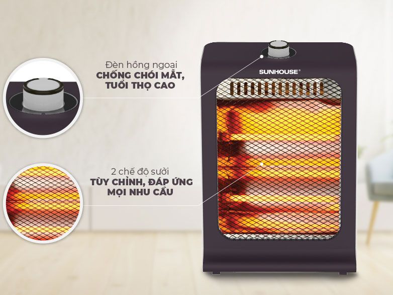 Sưởi điện hồng ngoại 2 bóng Sunhouse SHD7023